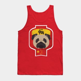 Pug - Distressed Chinese Pug Beer Label Design Tank Top